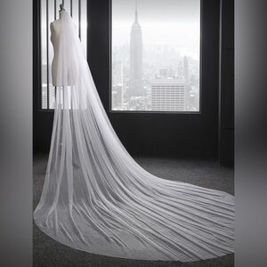 Floor Length White Bridal Veil
